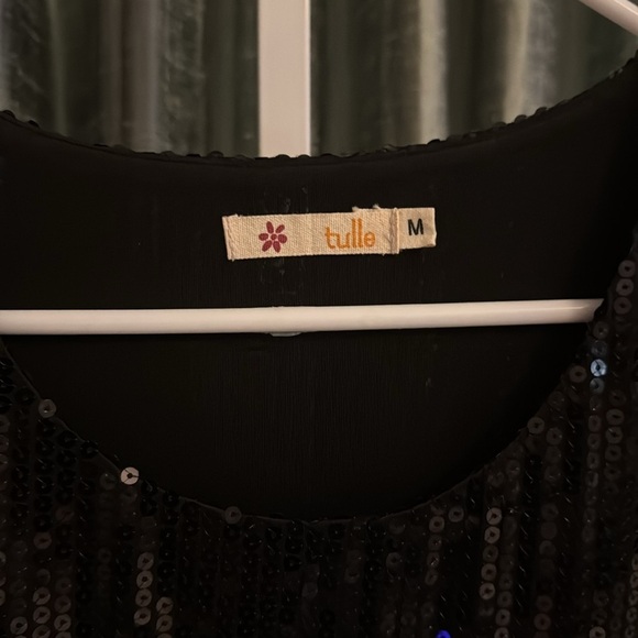 Tulle Modcloth Sequins Size Medium Black Dress EUC - Picture 3 of 5